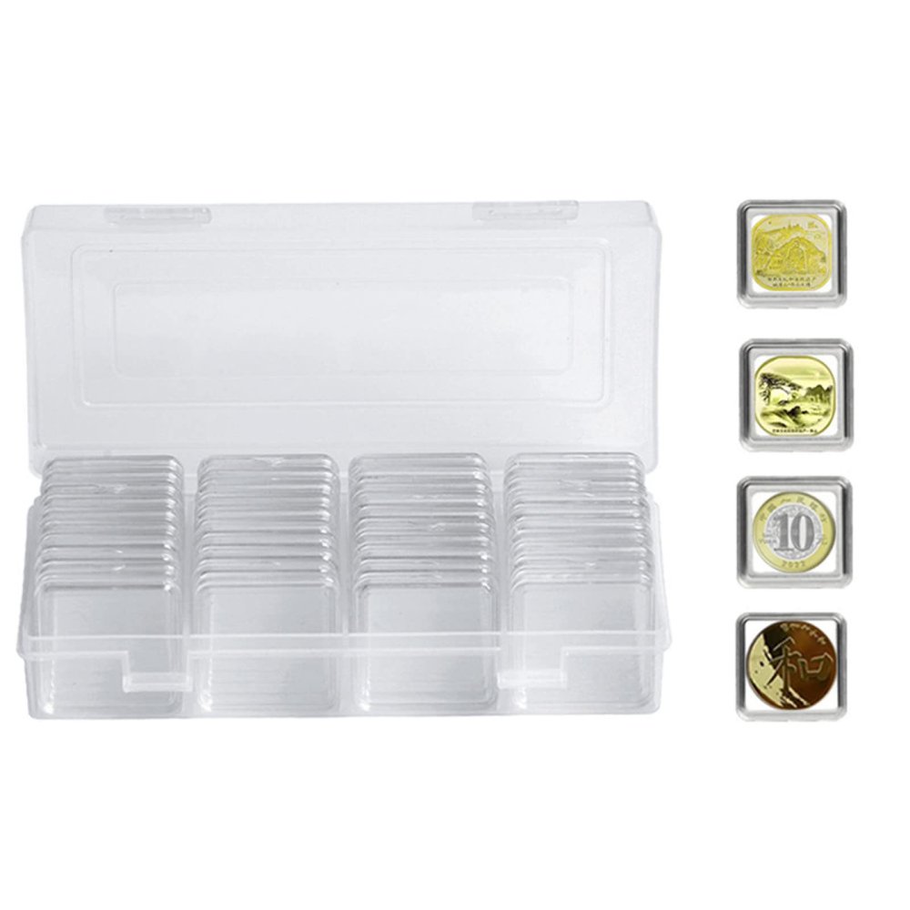 Transparent Coin Case Capsules Holder, 40pcs Coin Collection Box Coin Storage Case Covers