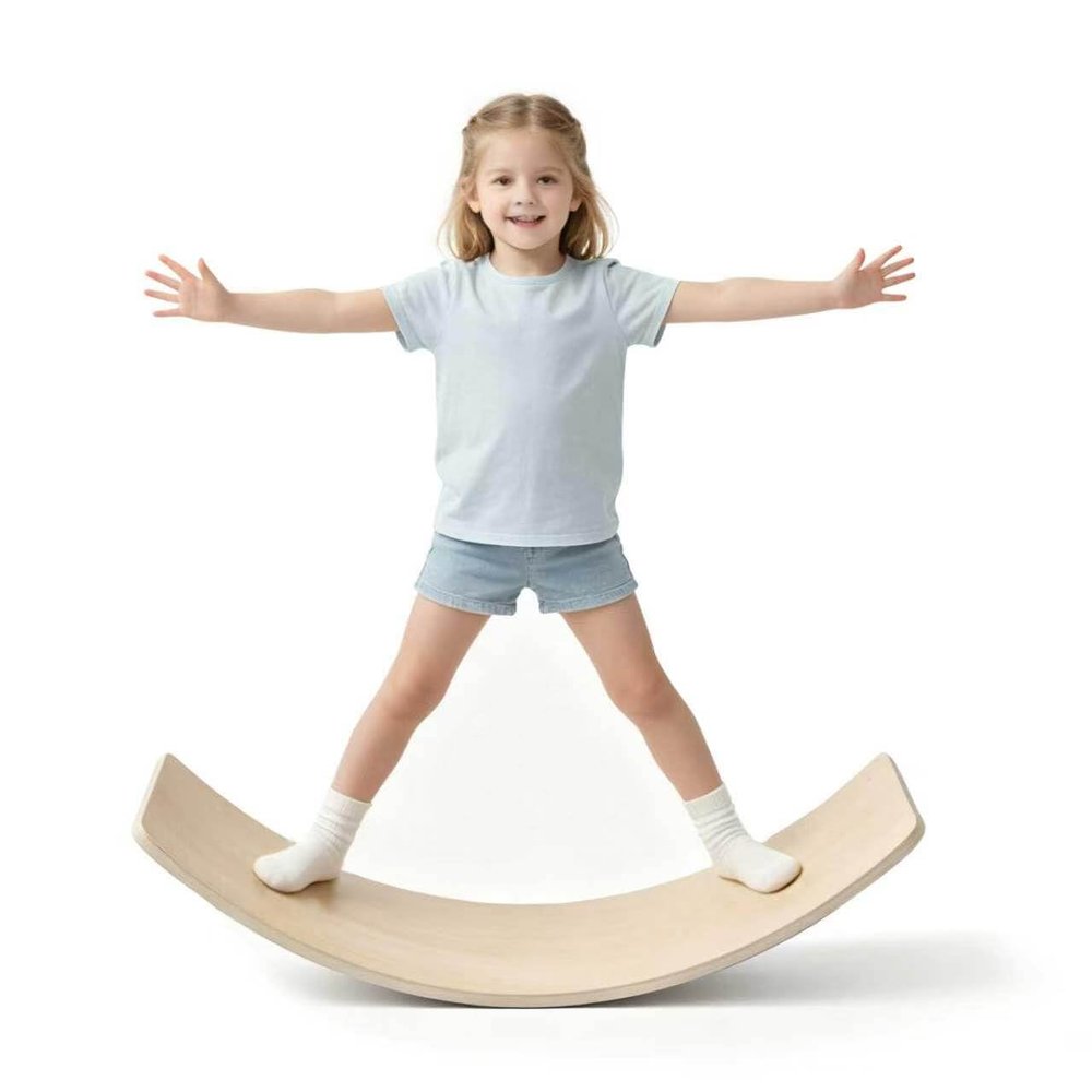 Wooden Wobble Balance Board Kids - 41 Inch Toddler Balance Board With Felt Base,Core-Balance Trainer For Endless Play & Imagination,Birthday & Christmas Gift For Kids