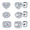 3 Pairs of S925 Sterling Silver Zirconia Halo Stud Earrings(18K White Gold) view 1