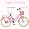 Cxcloestite 20/24Inch Girls Bike with Basket,1 Speed Girls City Bike with Wicker Basket & Rear Rack,High Carbon Steel Frame for Outdoor Riding,Girls Bikes Beach Cruiser Bike Ages 8-12 (Pink, 20 Inch) view 3