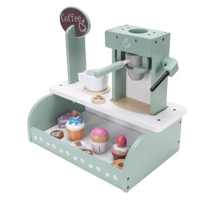 Omquot Children's Coffee Maker Set with Dessert Accessories, Wooden Role Play Toy to Enrich Children's Play Experience, Coffee Maker Set for, Perfect for