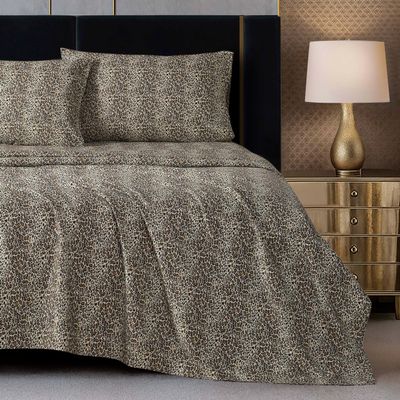 Baby Phat Natural Cheetah Printed Microfiber Sheet Set, 100% Polyester, Brown, Twin