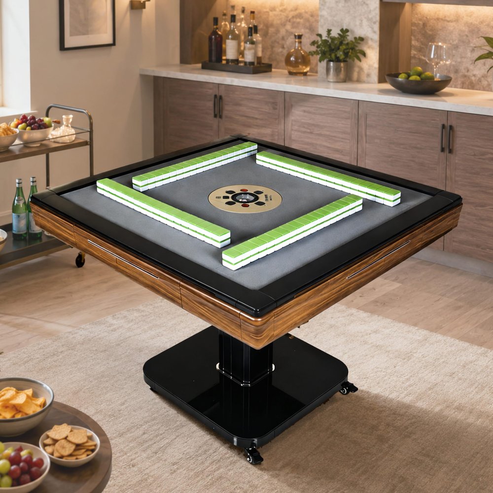 Yuetwelp Automatic Mahjong Table, Electric Mahjong Table, Automatic Shuffling Mahjongs Tables, Electronic Mahjongs Tables with Wheels, 2 Magnetic Tile Sets & Hard Tablecloth, Quiet Design (1 PSC)