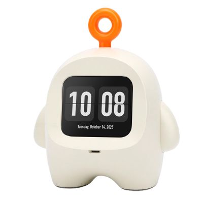Omquot AI Intelligent Desk Alarm Clock, Robot Interactive Game, Kids Toy, Portable Pendant (White)