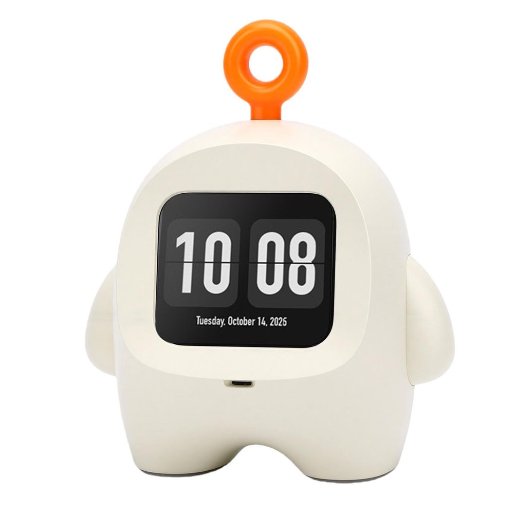 Omquot AI Intelligent Desk Alarm Clock, Robot Interactive Game, Kids Toy, Portable Pendant (White)
