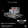1/64 Diorama Japanese Garage Model, LED Lighting Parking Lot Scene Display view 3