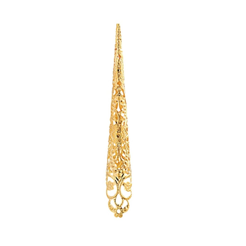 Metal Long Finger Claw Rings for Women Ancient Queen Costume Black Nail TipsAdjustable Gothic Cosplay Accessories (Gold)