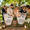 3 Pack Flip Flop Basket for Wedding, White Felt Storage Set with Pearl Trim, 2 Large 15.7 Inch and 1 Small 11.8 Inch Organizer for Reception Guest Slippers view 3