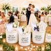 3 Pack Flip Flop Basket for Wedding, White Felt Storage Set with Pearl Trim, 2 Large 15.7 Inch and 1 Small 11.8 Inch Organizer for Reception Guest Slippers view 4