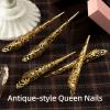 Metal Long Finger Claw Rings for Women Ancient Queen Costume Black Nail TipsAdjustable Gothic Cosplay Accessories (Silver) view 3