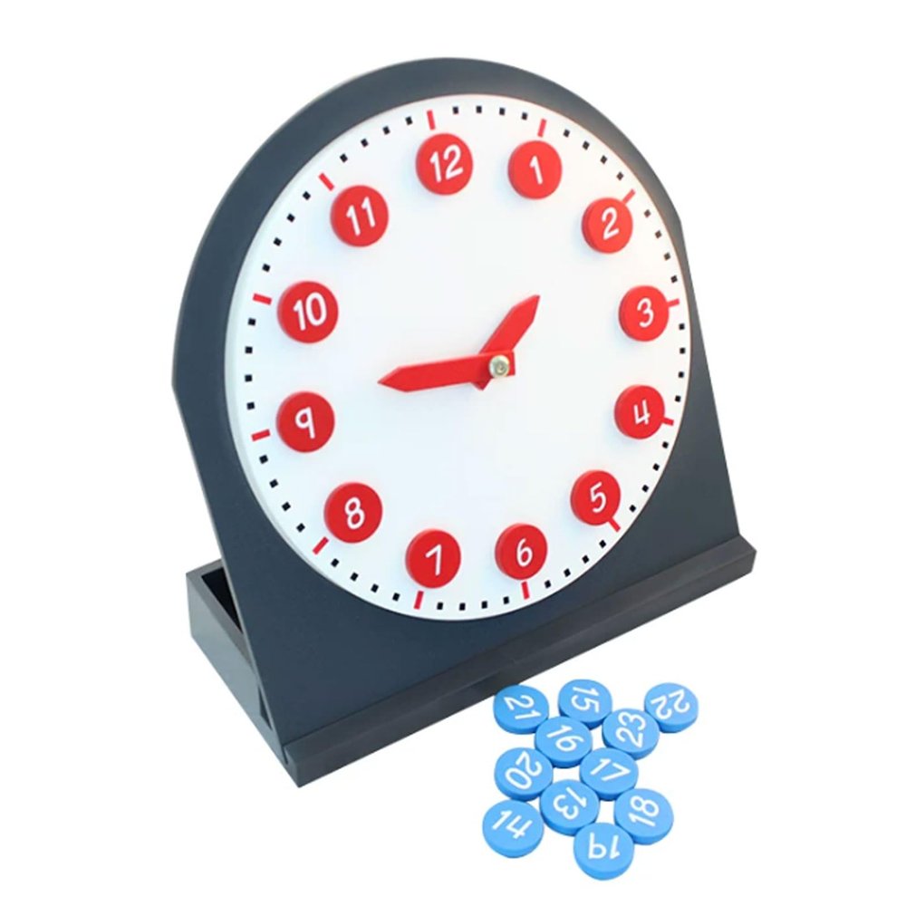 lstyty Montessori Learning Clock with 12/24 Hour Number Tiles, Kids Educational Time Teaching Clock Model