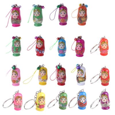 CLAKY Russian Nesting for Doll Pendant Painted for Doll Handcraft Interactive Matryoshka Keychain Color Painting Puppet B Random Color