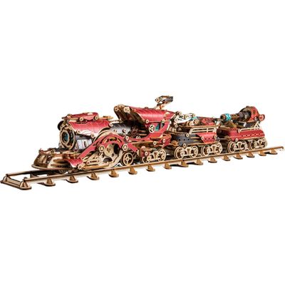 3D Wooden Victorian Steam Train Puzzle Kit Steampunk Mechanical Model DIY Locomotive Desktop Bookshelf Display Collector Gift for Hobbyist Home Vintage Ornament
