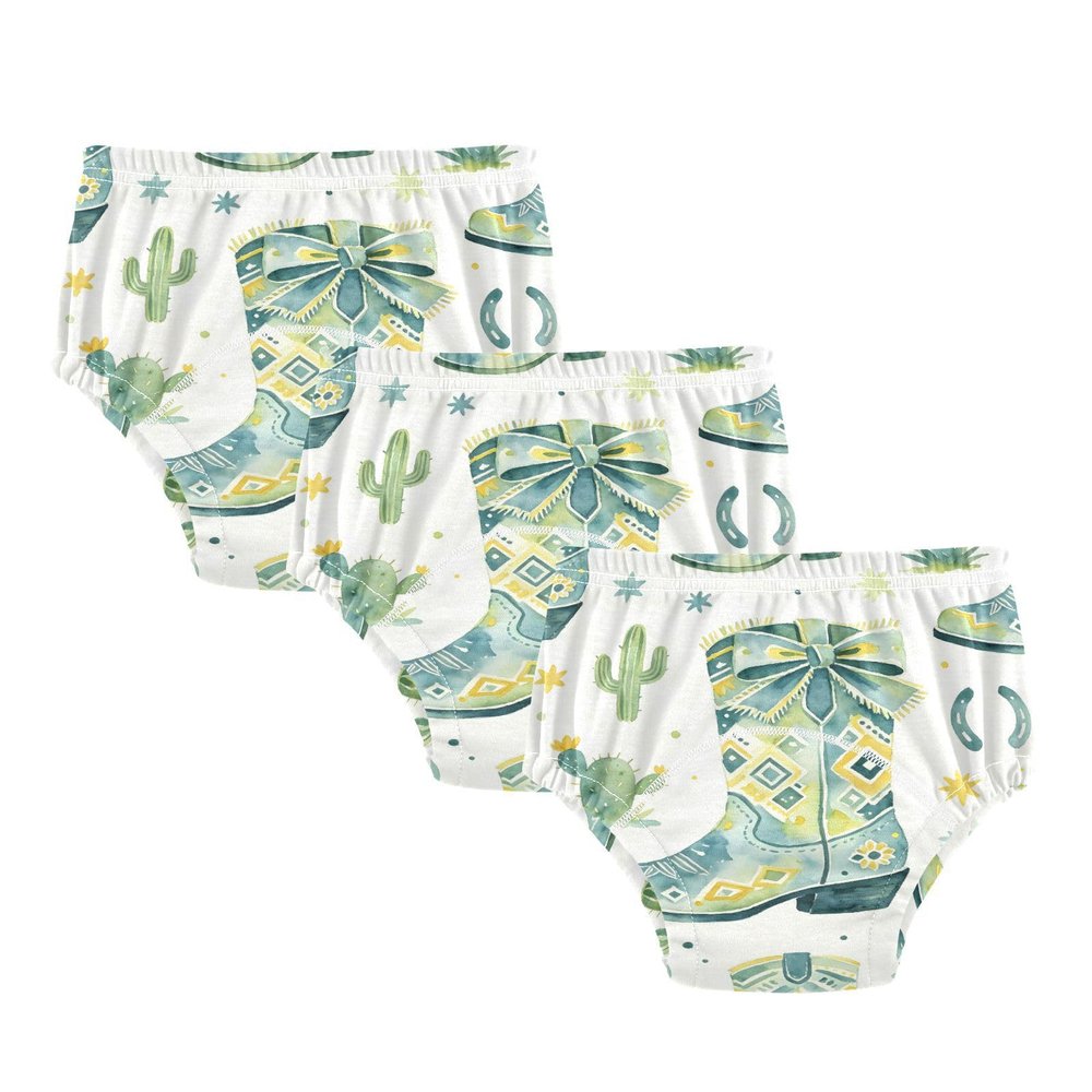 SLHKPNS Potty Training Underwear 3 Packs Cowboy Boots Cactus Stars(1) Toilet Training Pants for Toddler Girls Boys,2T