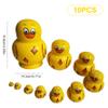 Vistnale Duck Russian Nesting Doll|10Pcs Duck Russian Nesting Doll Cute Dolls Yellow Wooden Stacked Ducks Educational Learning Toys Matryoshka for Kids Birthday view 4