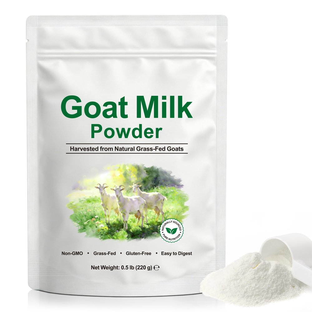 Goat Milk Powder with High Calcium, Vitamins, Protein, Probiotics,from Natural Grass-Fed Goats,Great for Smoothies, Cooking, Baking, Non-GMO, No Preservatives Added, 0.5lb (220g)