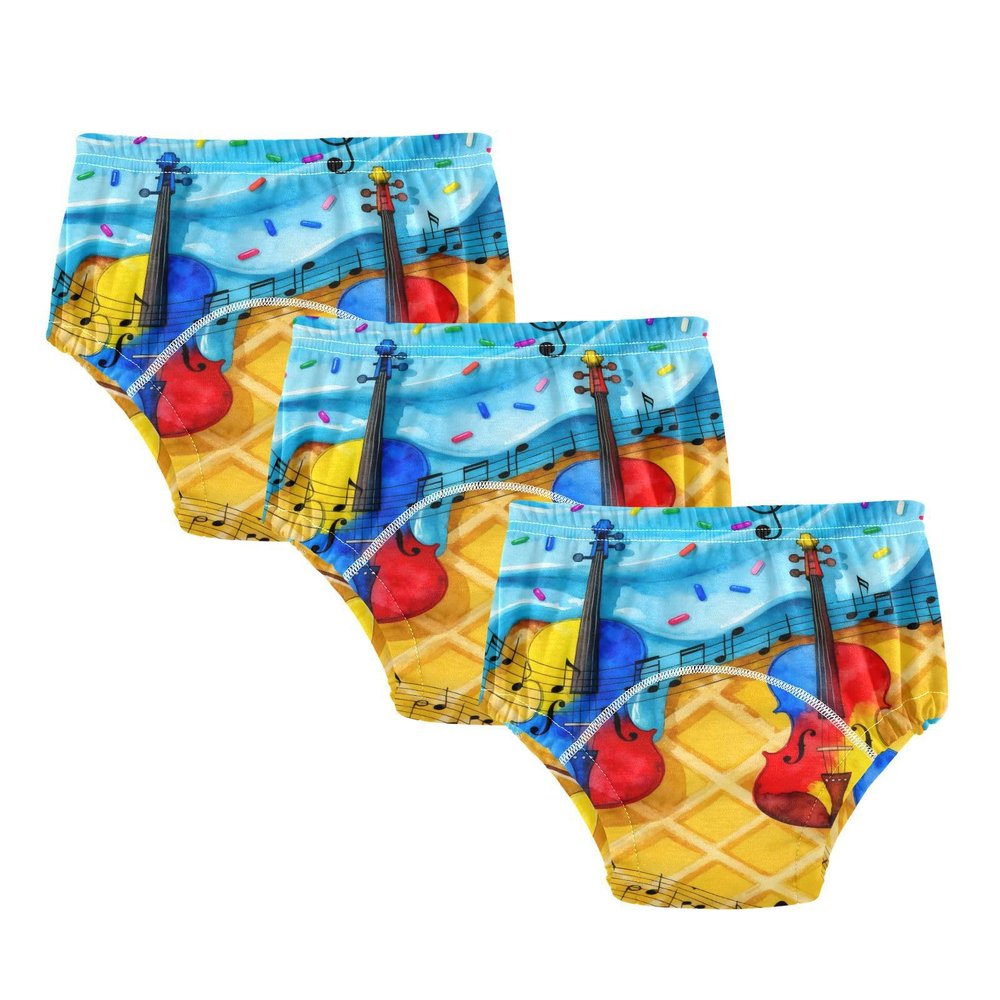 SLHKPNS Colorful Violins Music Notes 3 Packs Training Pants for Toddlers Potty Training Pants Leakproof Training Underwear for Baby Boys & Girls 5T