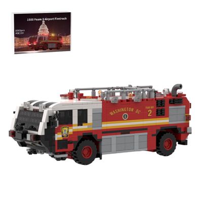 GoAssemb MOC-259170 Airport Crash Fire Truck Building Blocks Set, 1065 PCS Large Fire Engine Model Kit, Collectible Emergency Rescue Vehicle Bricks for Adults, Birthday