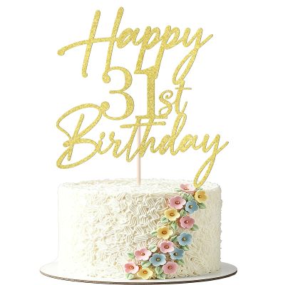 FmiyunEea Gold Glitter Happy 31st Birthday Cake Topper