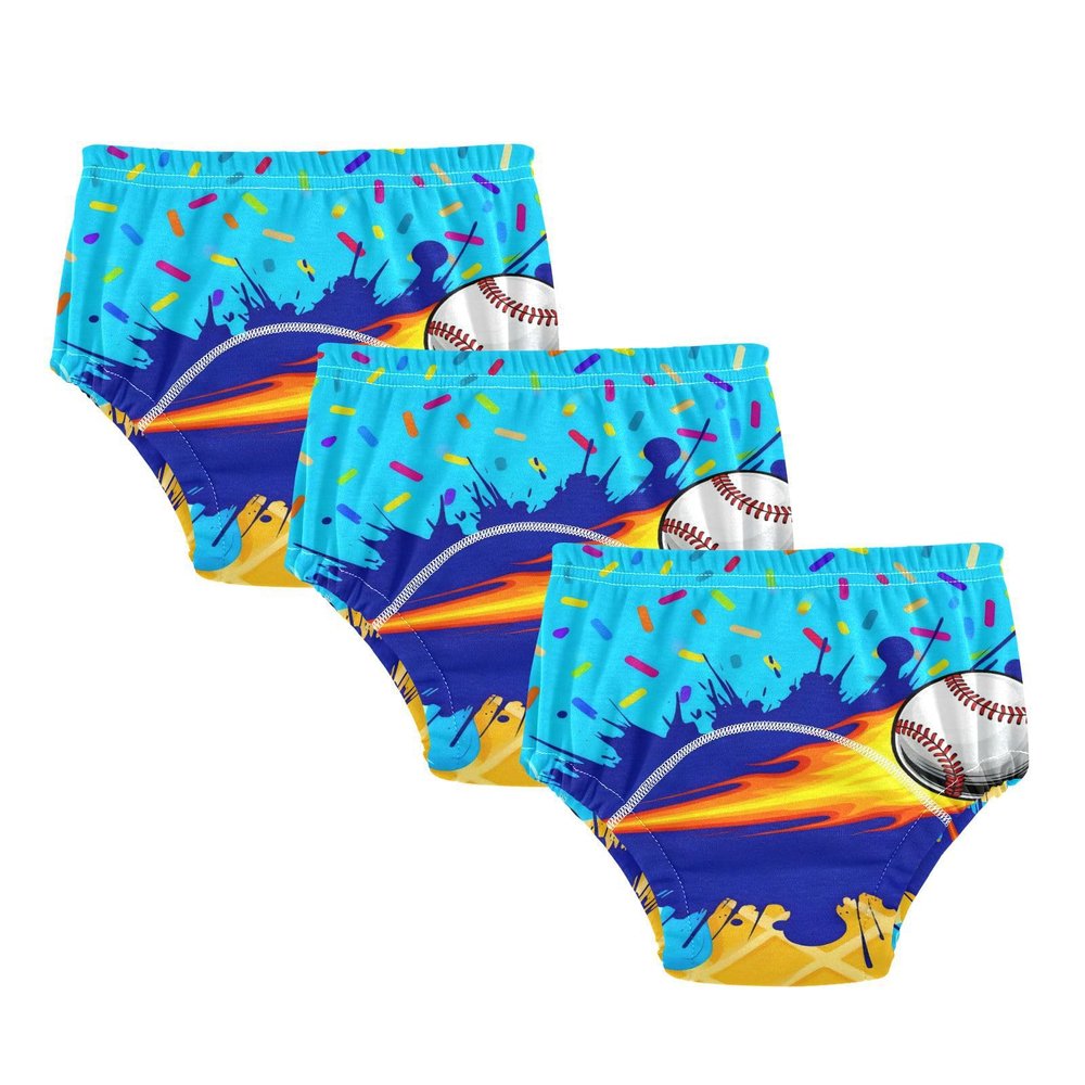 SLHKPNS Potty Training Underwear 3 Packs Baseball Splash Toilet Training Pants for Toddler Girls Boys,2T