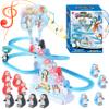 NASSMOSSE Toy Car Track Electric Penguin Climbing Stairs Toys with 9 Penguin Toy, Race Track Game with Music and Flashing LED Lights, Slide Rollercoaster Toys view 1