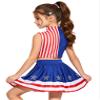 Kaerm Independence Day Apparel for Girls Elegant Party Dress Mock Neck Stripes Patchwork Outfits Blue Red White 6 view 2