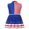 Kaerm Independence Day Apparel for Girls Elegant Party Dress Mock Neck Stripes Patchwork Outfits Blue Red White 6 view 3