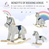 Kids Rocking Horse for Toddler 3-5, Plush Ride on Horse Wooden Rocker with Realistic Sounds, Gray view 3