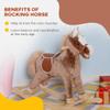 Kids Rocking Horse, Plush Toddler Rocker, Wooden Base Ride-On Toy with Handle Grip, Traditional Toy for Kids 36M+, Brown view 3
