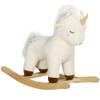 Rocking Horse, Plush Ride on Unicorn with Realistic Sound, Wooden Base, Toddler Rocking Horse for 2-4 Years, White view 1