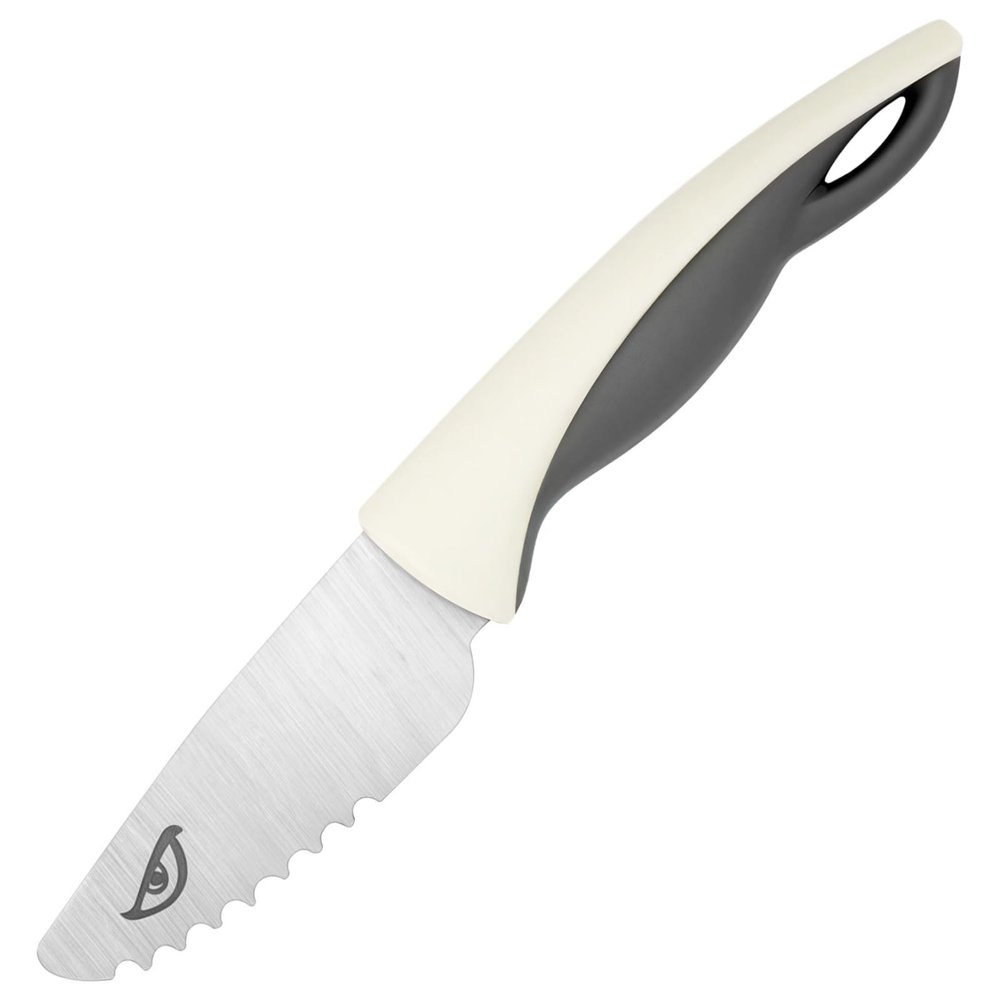 Tressify Serrated Kids Kitchen Knife, Children's Training Knife for Real Cooking, Educational Stainless Steel Blade with Plastic Handle, Safe Cartoon Design, 7.2 Inch