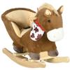 Baby Rocking Horse, Riding Horse, Plush Animal Rocker with Realistic Sound, Pedals for Ages 18-36 Months, Brown view 1