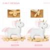 Rocking Horse, 2 in 1 Kids Ride on Horse, Rolling Unicorn Animal Rocker with Sound, Wooden Base, Pedal, Grip Handle, Plush Riding Pony for 3-6 Years Old, White view 3