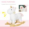 Rocking Horse, 2 in 1 Kids Ride on Horse, Rolling Unicorn Animal Rocker with Sound, Wooden Base, Pedal, Grip Handle, Plush Riding Pony for 3-6 Years Old, White view 4