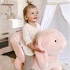 Rabbit Wooden Rocking Horse with Simulated Sound, Wooden Base, Seat Belt, Plush Stuffed Rocking Chair for Baby, Toddler, 18-36 Months, Pink view 2