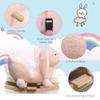 Rabbit Wooden Rocking Horse with Simulated Sound, Wooden Base, Seat Belt, Plush Stuffed Rocking Chair for Baby, Toddler, 18-36 Months, Pink view 3