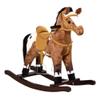 Kids Metal Plush Ride-On Rocking Horse Chair Toy with Realistic Sounds - Dark Brown/White view 1