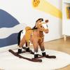 Kids Metal Plush Ride-On Rocking Horse Chair Toy with Realistic Sounds - Dark Brown/White view 2