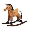 Kids Metal Plush Ride-On Rocking Horse Chair Toy with Realistic Sounds - Dark Brown/White view 3