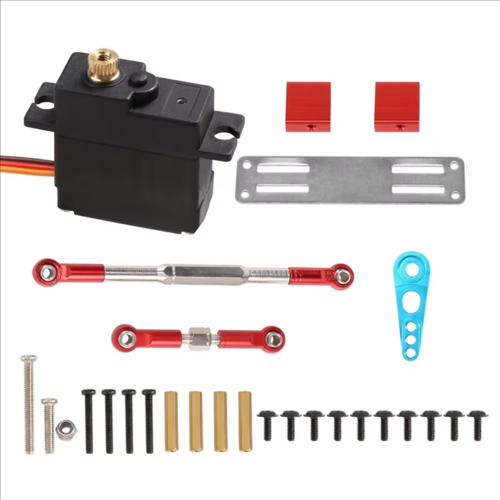 Rc Parts Compatible with WPL C14 C24 1/16 RC Car Upgrade Parts Accessories 17G Metal Gear Servo Steering Link Rod Mount Set