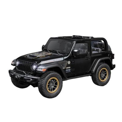 1 18 for Jeep Wrangler Rubicon Convertible Version Off Road SUV Alloy Diecast Car Model Sound & Light(Black)