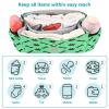decor gift stroller organizer shoulder strap Dog Cat Paw Print Teal double stroller caddy organizer with infant view 4