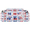 decor gift parent stroller organizer Bow Red White & Blue 4th Of July stroller caddy organizer with cup holder with insulated view 1