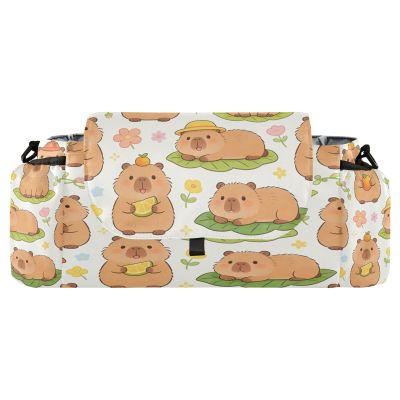 decor gift non slip stroller organizer Spring Capy Cartoon stroller caddy bag with tissue