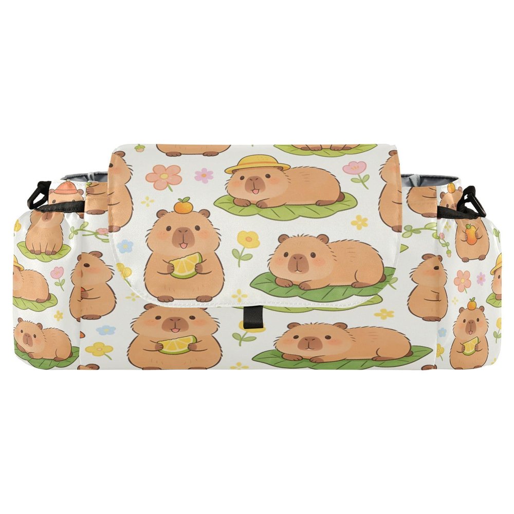 decor gift non slip stroller organizer Spring Capy Cartoon stroller caddy bag with tissue