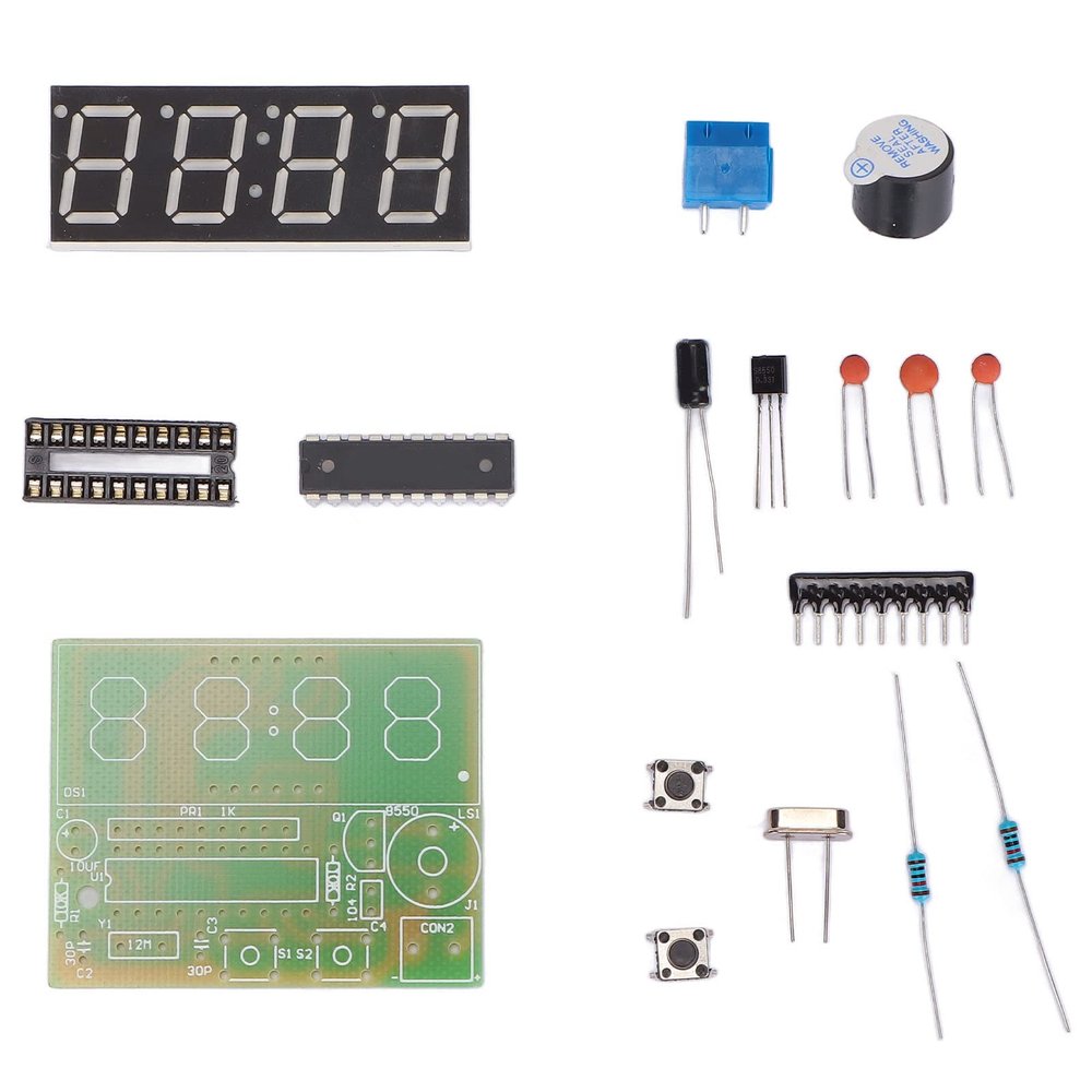 Digital Clock Kits 4 Digit Electronic Soldering Clock Kit with Second Correction Function for Schools DIY Learning