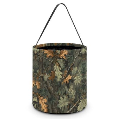 Camouflage Tree Hunting Halloween Trick or Treat Bucket Tote Bag 7.9x8.3 in