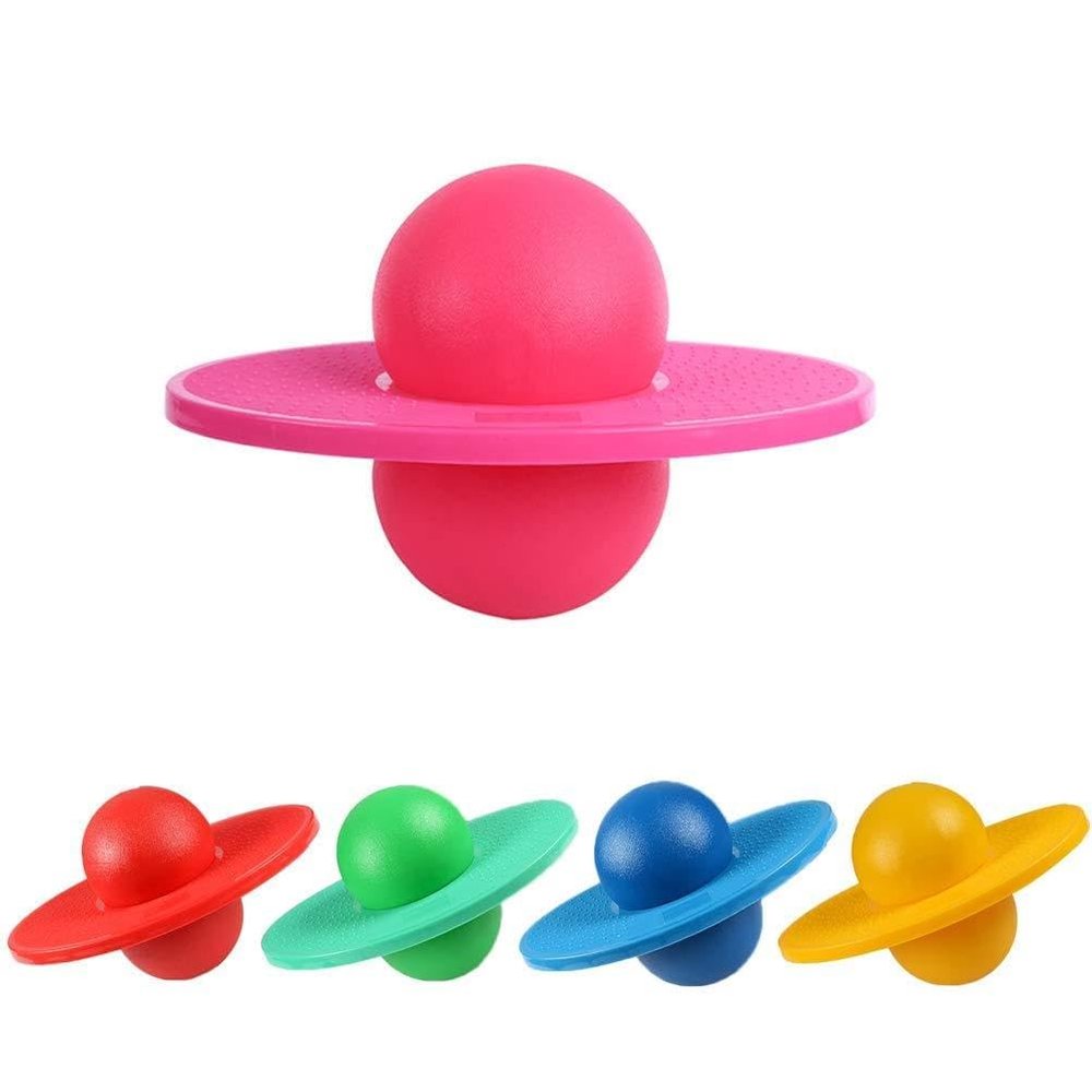 JTLB Kids Rock Jumping Ball Balance Board Jumping Ball Balance Board Bounce PVC Hopper Toy Platform for Outdoor Exercise and Garden Play (pink)