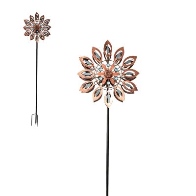 Wind Spinners for Outdoor Yard Decor, 360 Swivel Large Outdoor Metal Wind Spinner with Solar Lights, 75" Wind Sculptures Garden Decor for Patio Lawn Backyard Landscape
