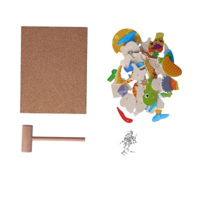 BTSEURY Wooden Knocking Puzzle Toys, Hammer Thumbtack Pounding Game with Shape Recognition for Kids Ages 4+ (Dinosaur)